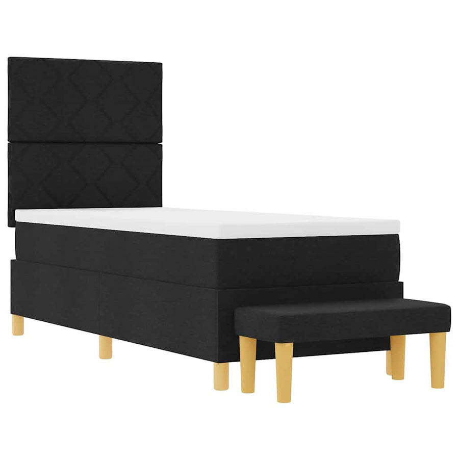 Boxspring bed met kussen met hoofdeinde Zwart 200 x 80 cm Stof