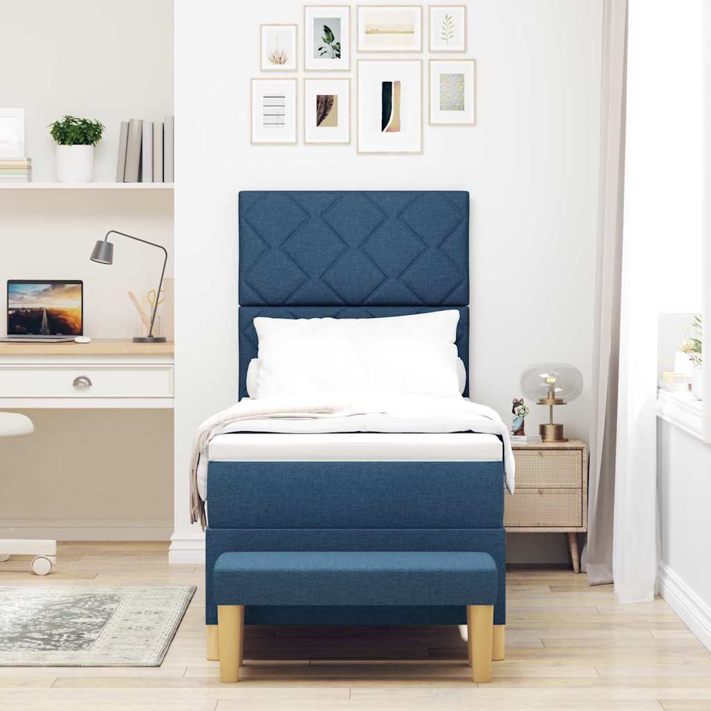 Boxspring bed met hoofdeinde Blauw 200 x 80 cm Stof