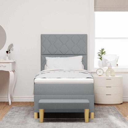 Boxspring bed met kussen Lichtgrijs 190 x 90 cm Stof