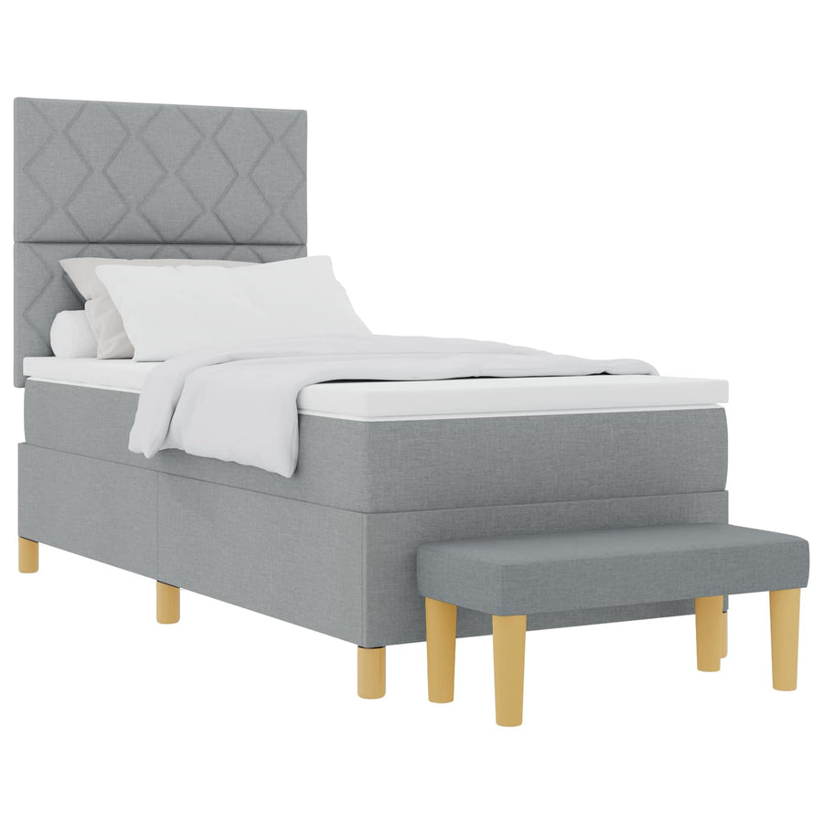 Boxspring bed met kussen Lichtgrijs 190 x 90 cm Stof