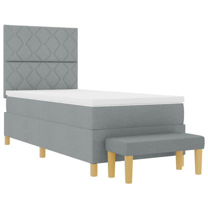 Boxspring bed met kussen Lichtgrijs 190 x 90 cm Stof