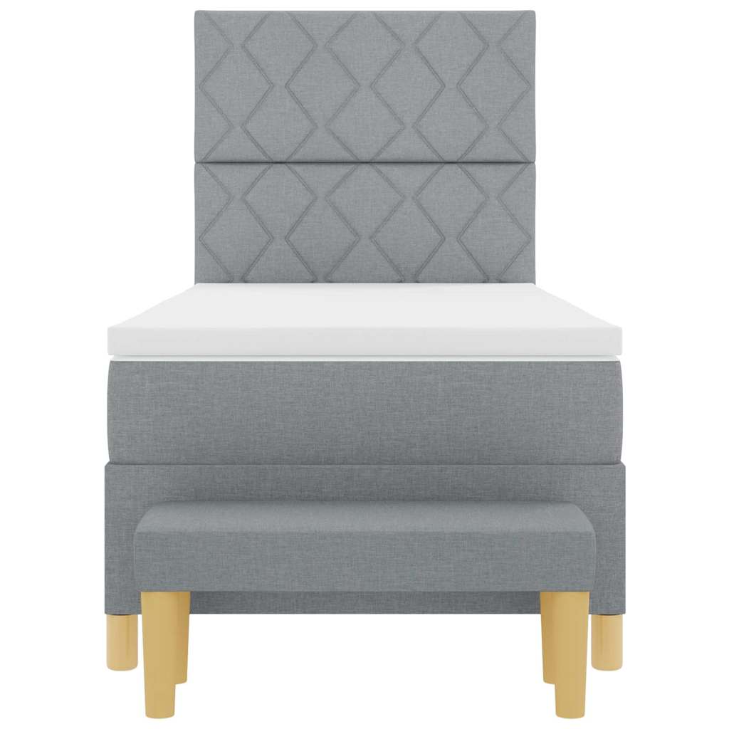 Boxspring bed met kussen Lichtgrijs 190 x 90 cm Stof