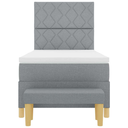 Boxspring bed met kussen Lichtgrijs 190 x 90 cm Stof