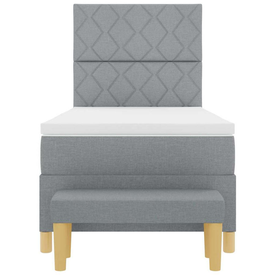 Boxspring bed met kussen Lichtgrijs 190 x 90 cm Stof