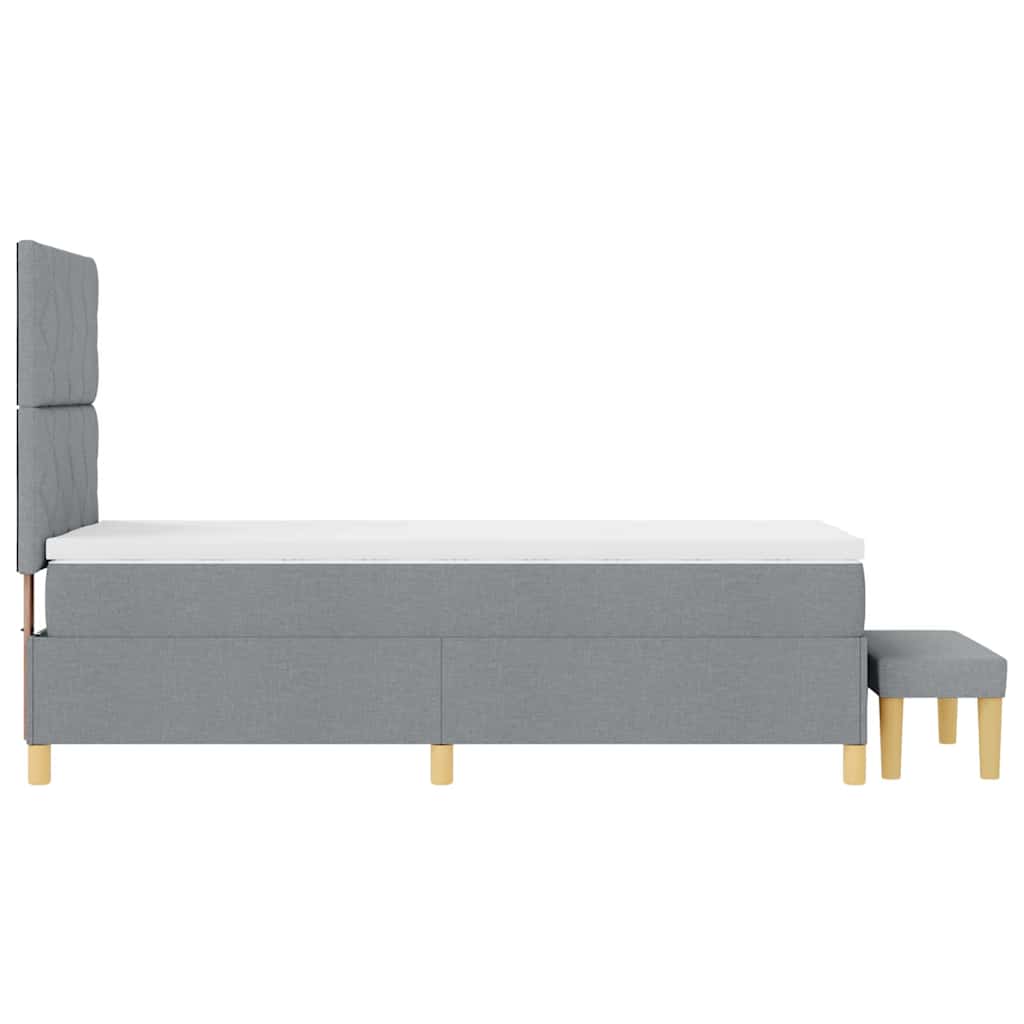 Boxspring bed met kussen Lichtgrijs 190 x 90 cm Stof