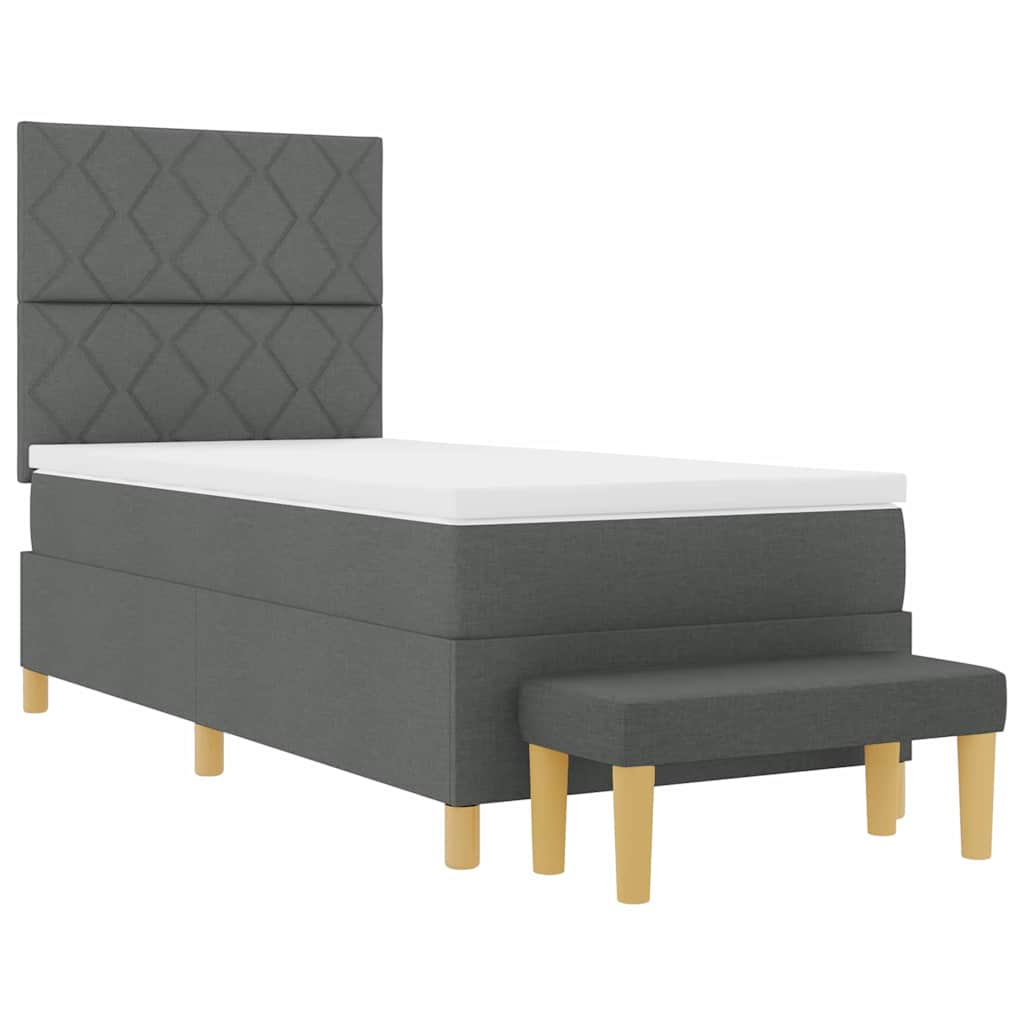 Boxspring bed met kussen Donkergrijs 190 x 90 cm Stof