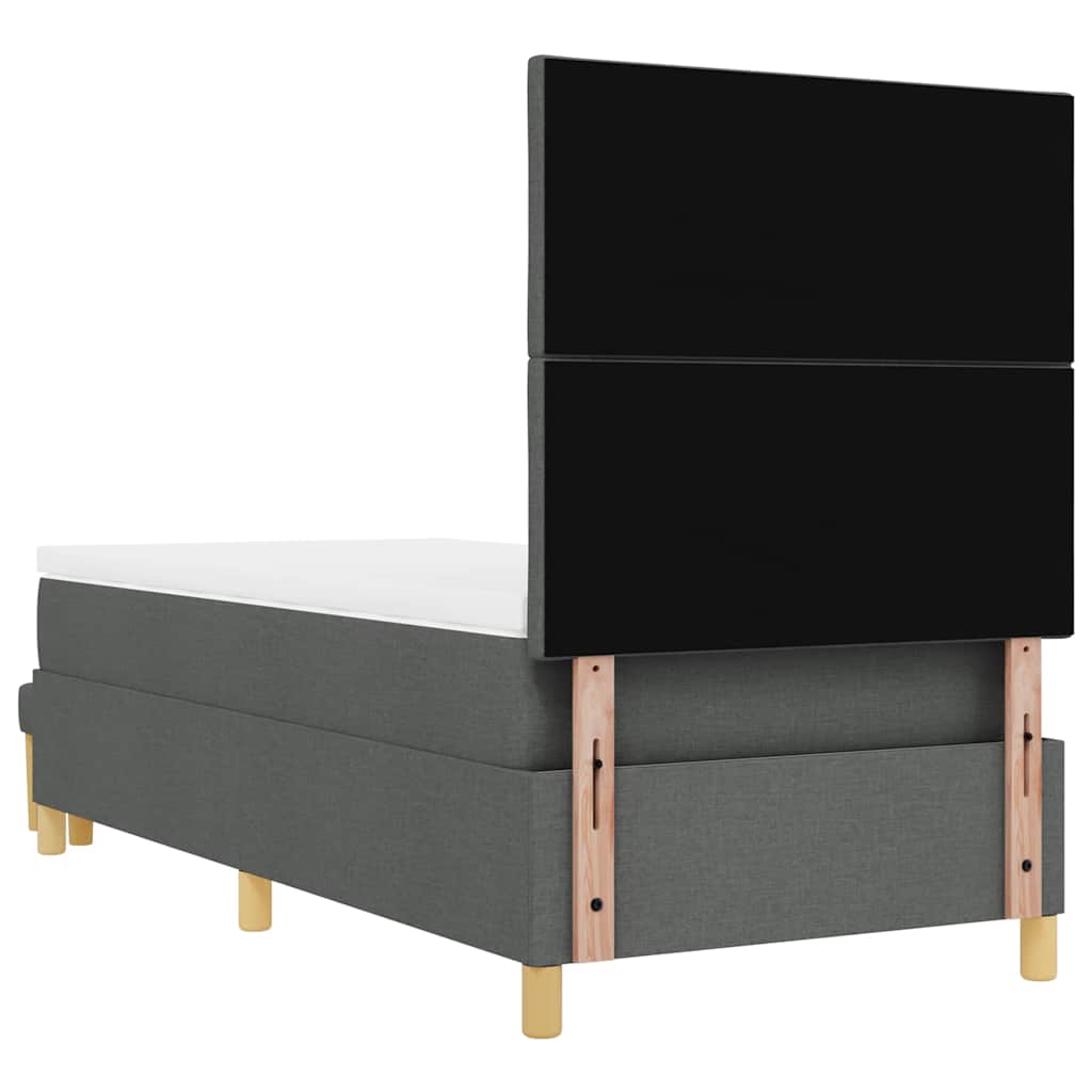 Boxspring bed met kussen Donkergrijs 190 x 90 cm Stof