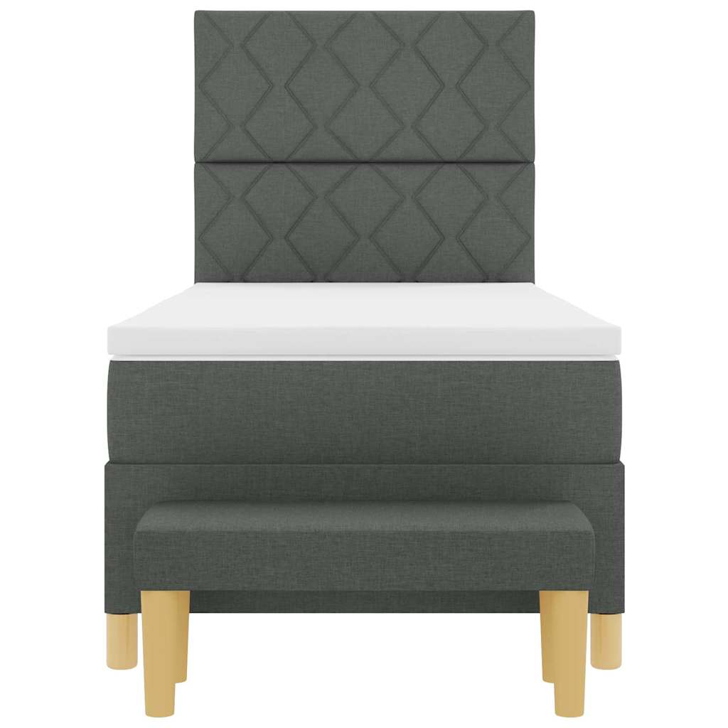 Boxspring bed met kussen Donkergrijs 190 x 90 cm Stof