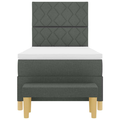 Boxspring bed met kussen Donkergrijs 190 x 90 cm Stof