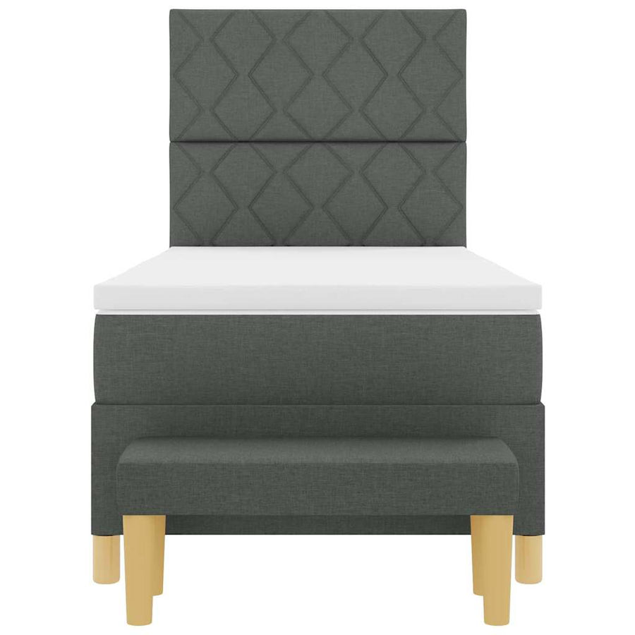 Boxspring bed met kussen Donkergrijs 190 x 90 cm Stof