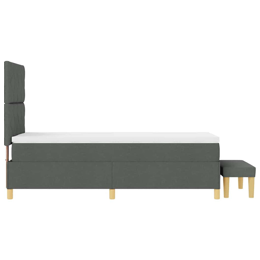Boxspring bed met kussen Donkergrijs 190 x 90 cm Stof