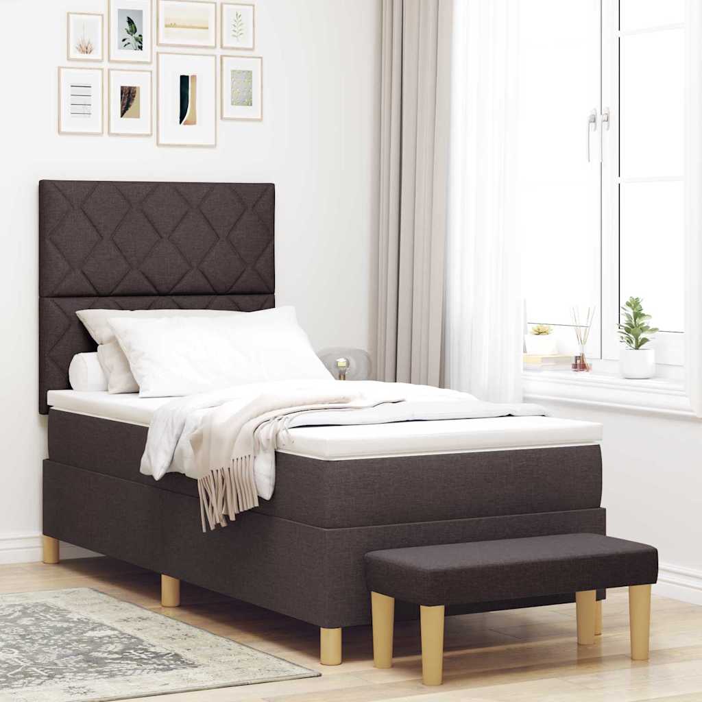 Boxspring bed met hoofdeinde Donkerbruin 190 x 90 cm Stof