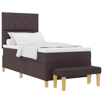 Boxspring bed met hoofdeinde Donkerbruin 190 x 90 cm Stof