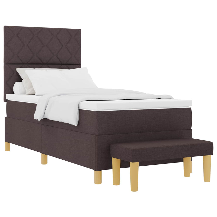 Boxspring bed met hoofdeinde Donkerbruin 190 x 90 cm Stof