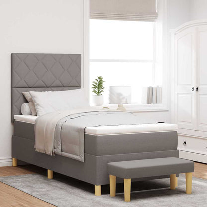 Boxspring bed met kussen met hoofdeinde Taupe 190 x 90 cm Stof