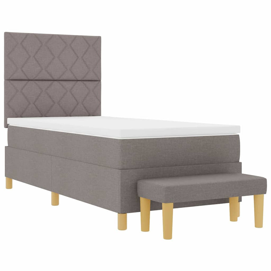Boxspring bed met kussen met hoofdeinde Taupe 190 x 90 cm Stof