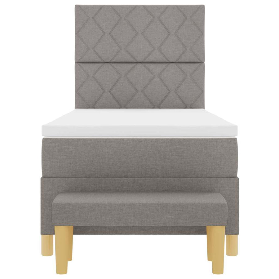 Boxspring bed met kussen met hoofdeinde Taupe 190 x 90 cm Stof