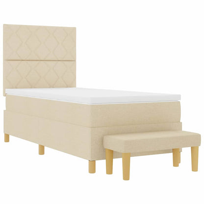 Boxspring bed met kussen met hoofdeinde Crème 190 x 90 cm Stof