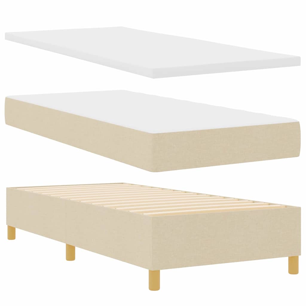 Boxspring bed met kussen met hoofdeinde Crème 190 x 90 cm Stof