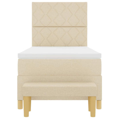 Boxspring bed met kussen met hoofdeinde Crème 190 x 90 cm Stof