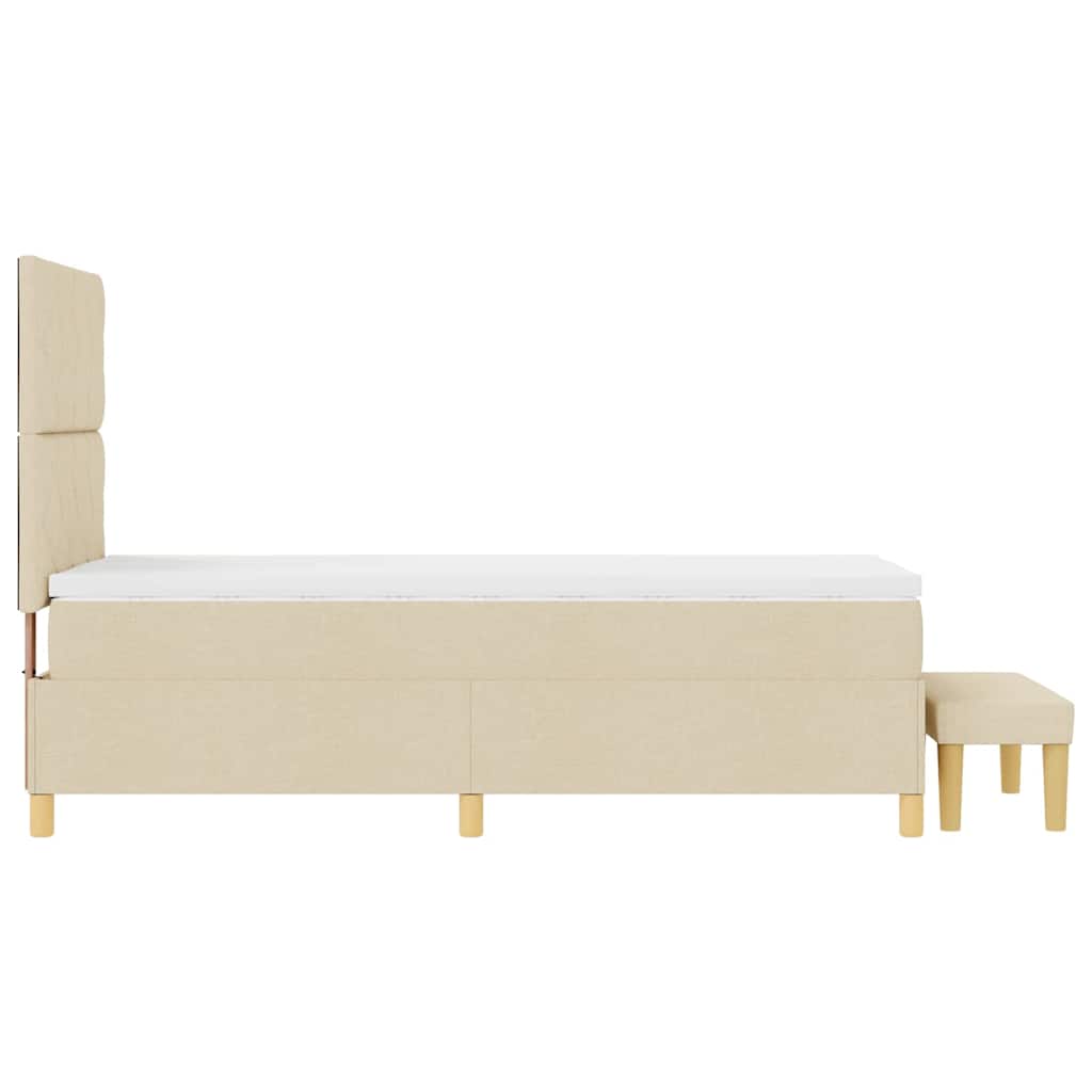 Boxspring bed met kussen met hoofdeinde Crème 190 x 90 cm Stof