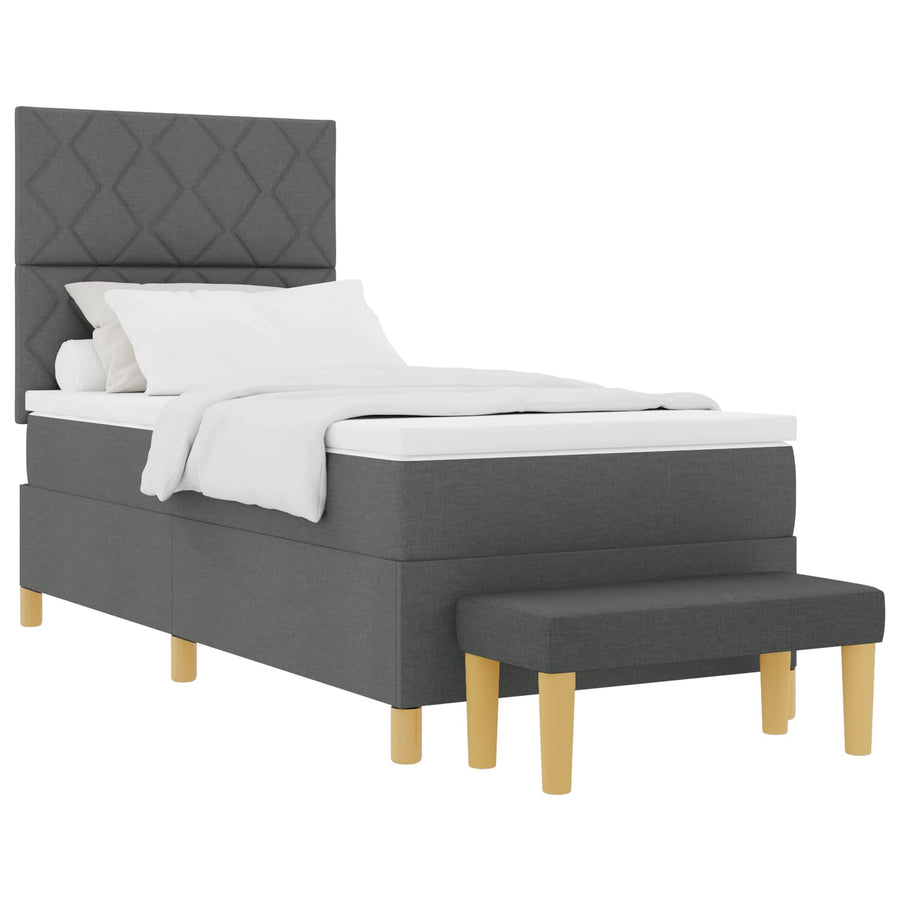 Boxspring bed met hoofdeinde Donkergrijs 200 x 90 cm Stof
