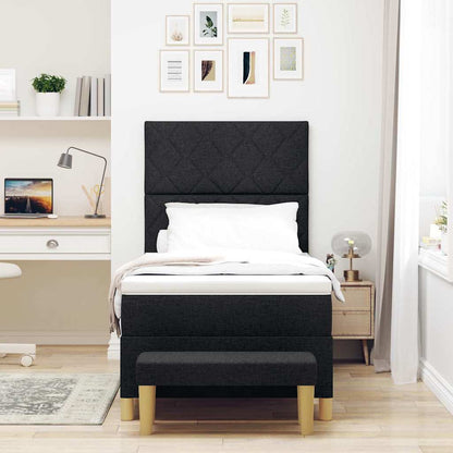 Boxspring bed met kussen met hoofdeinde Zwart 200 x 90 cm Stof
