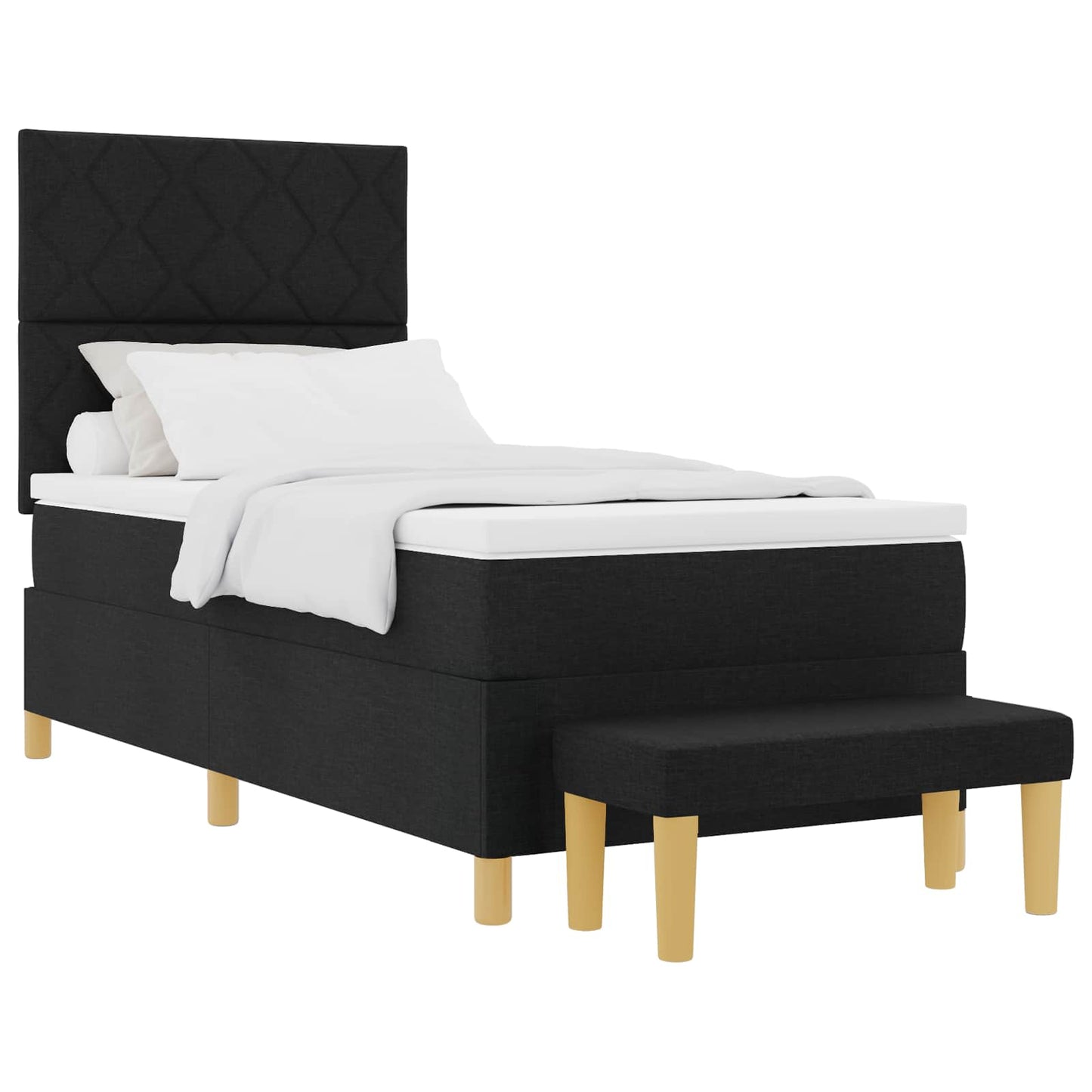 Boxspring bed met kussen met hoofdeinde Zwart 200 x 90 cm Stof