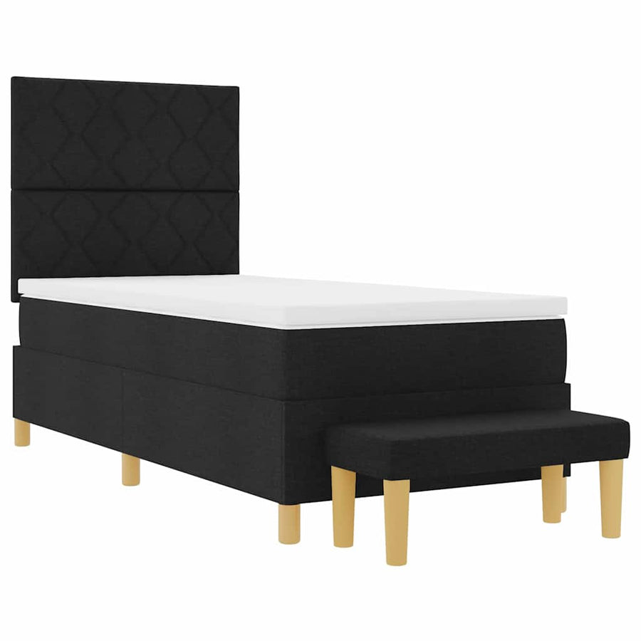 Boxspring bed met kussen met hoofdeinde Zwart 200 x 90 cm Stof
