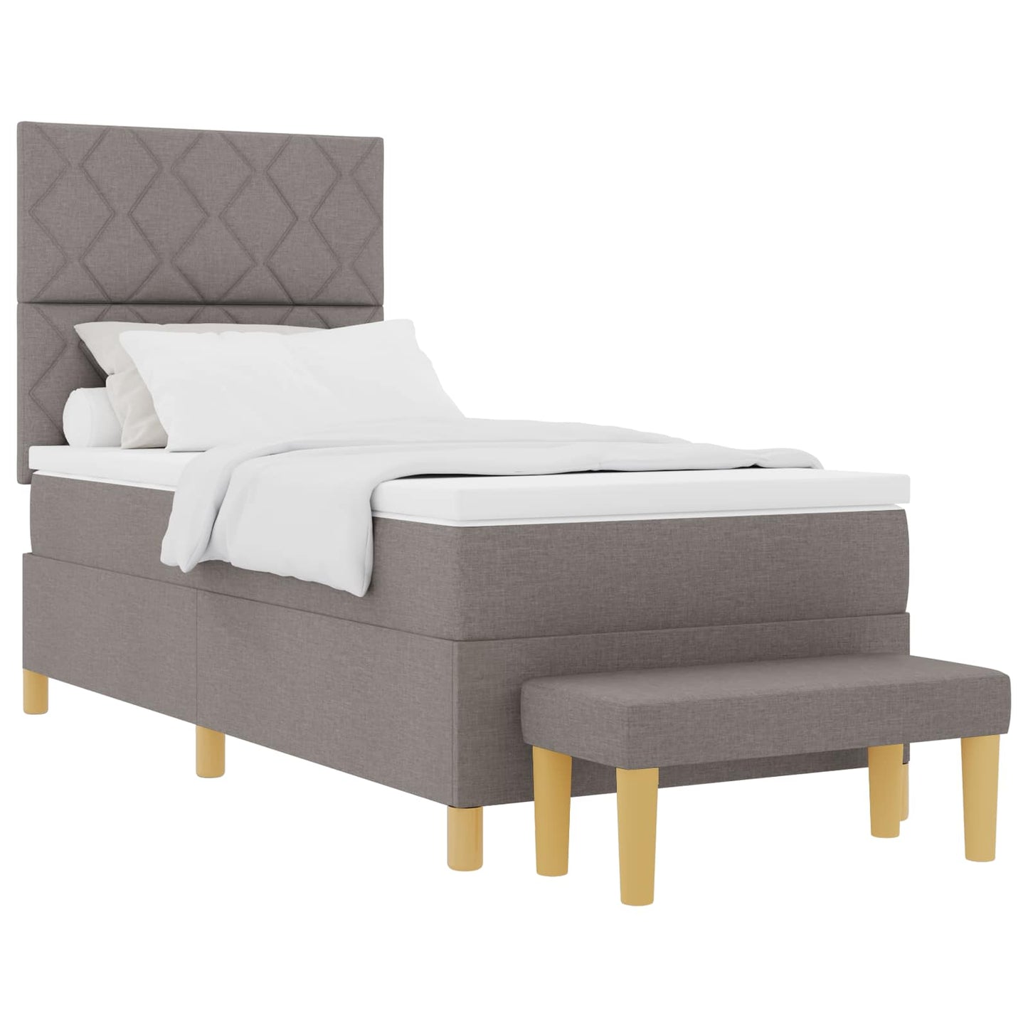 Boxspring bed met hoofdeinde Taupe 90 x 200 cm Stof