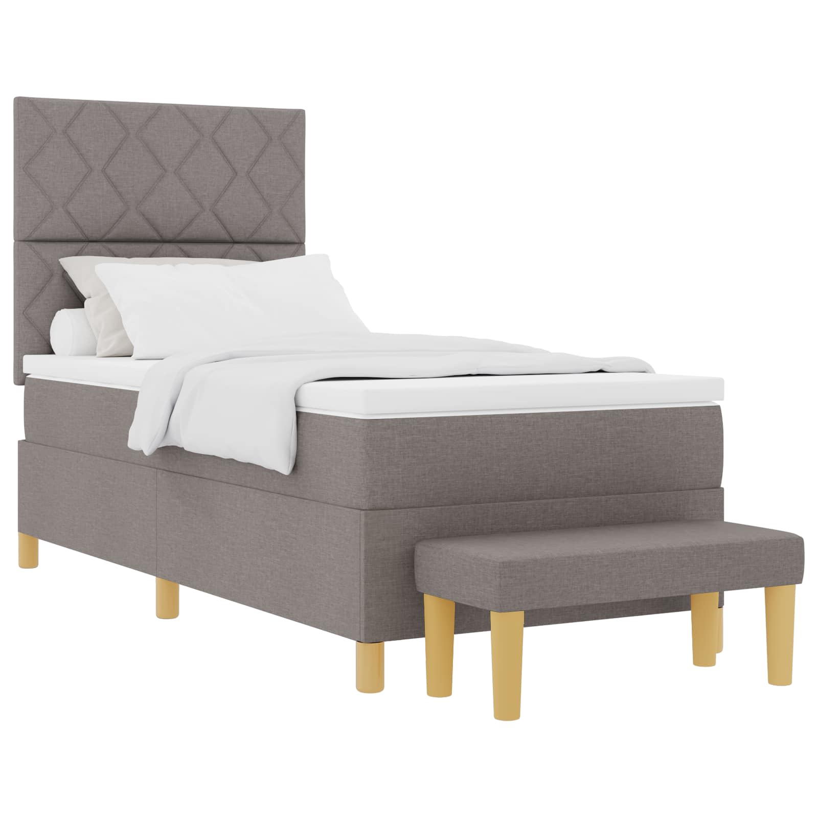 Boxspring bed met hoofdeinde Taupe 90 x 200 cm Stof