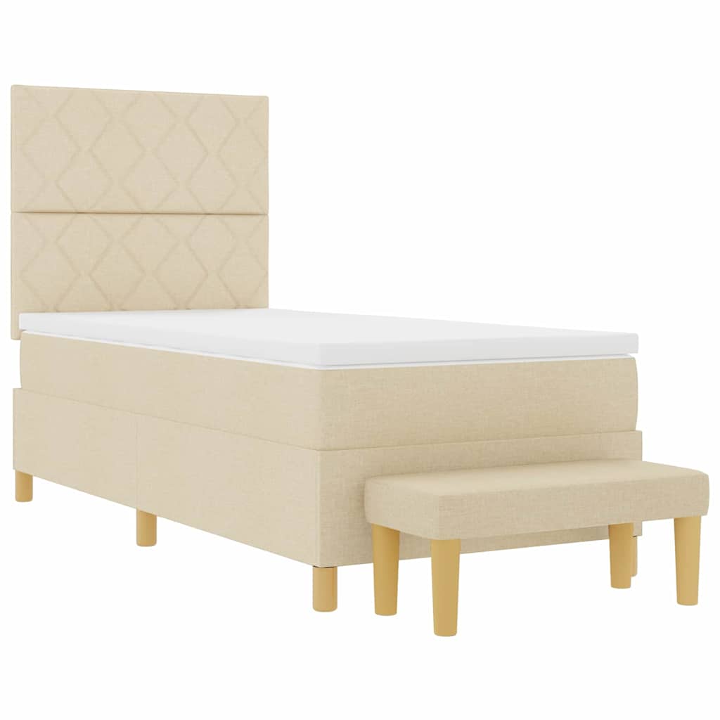 Boxspring bed met hoofdeinde Crème 200 x 90 cm Stof