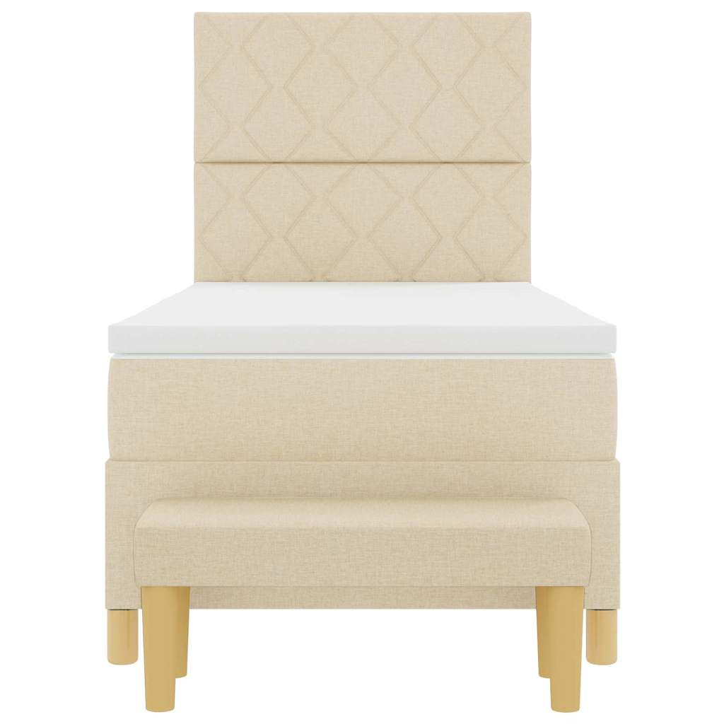 Boxspring bed met hoofdeinde Crème 200 x 90 cm Stof