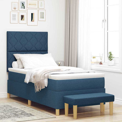 Boxspring bed met kussen met hoofdeinde Blauw 200 x 90 cm Stof