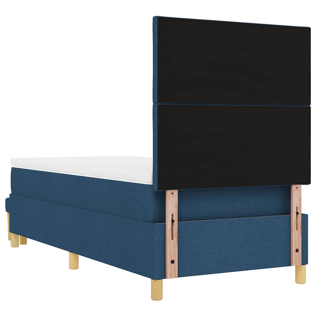 Boxspring bed met kussen met hoofdeinde Blauw 200 x 90 cm Stof