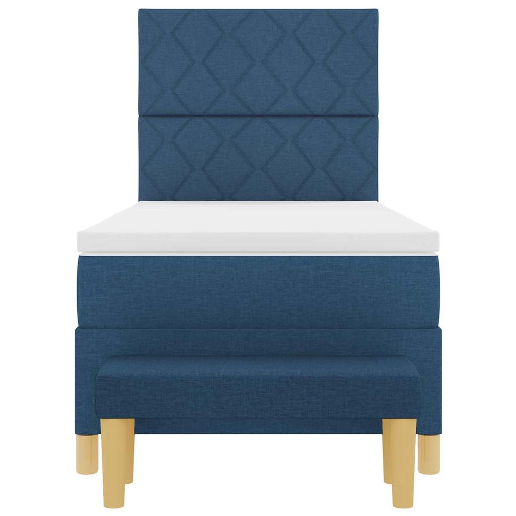 Boxspring bed met kussen met hoofdeinde Blauw 200 x 90 cm Stof