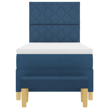 Boxspring bed met kussen met hoofdeinde Blauw 200 x 90 cm Stof