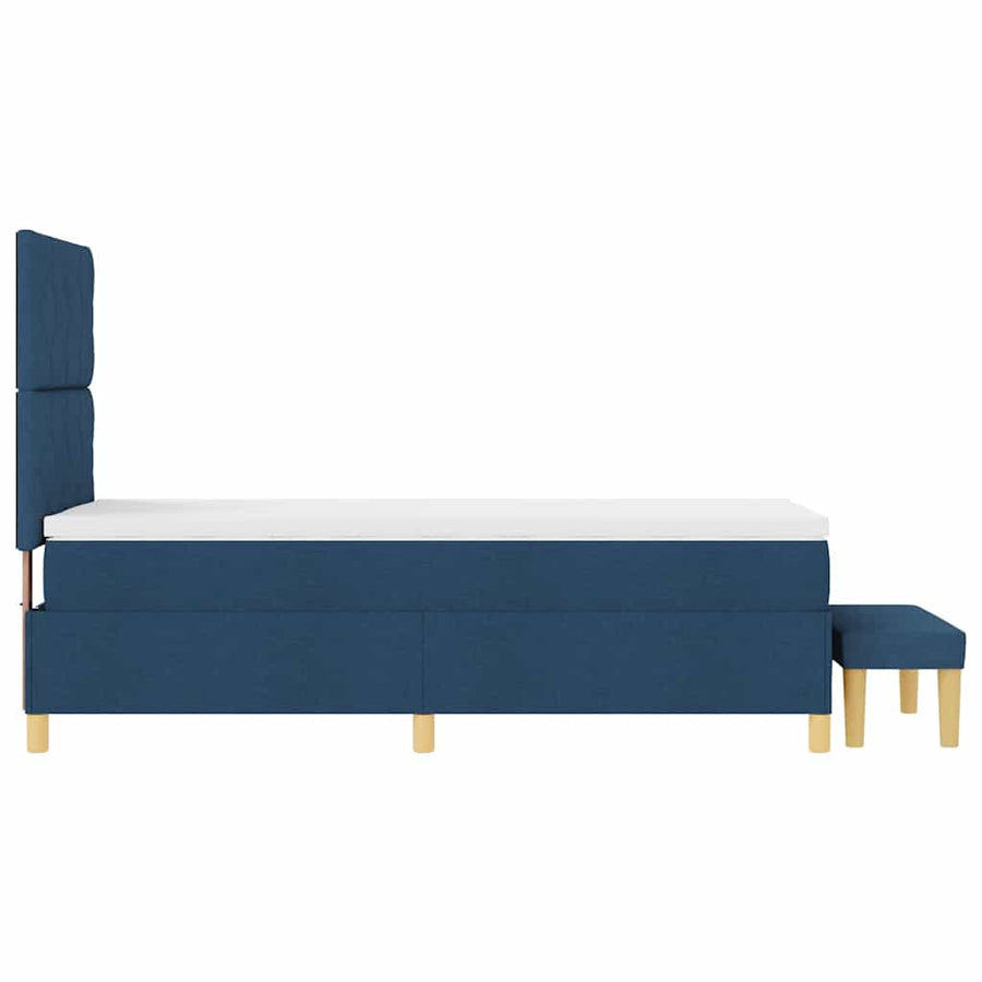 Boxspring bed met kussen met hoofdeinde Blauw 200 x 90 cm Stof