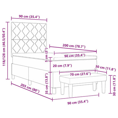 Boxspring bed met kussen met hoofdeinde Blauw 200 x 90 cm Stof