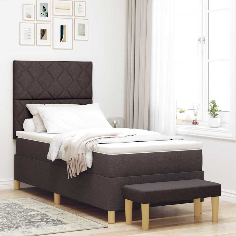 Boxspring bed met matras Donkerbruin 100 x 200 cm Stof