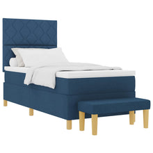 Boxspring bed met matras met hoofdeinde Blauw 100 x 200 cm Stof