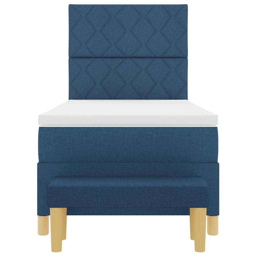 Boxspring bed met matras met hoofdeinde Blauw 100 x 200 cm Stof