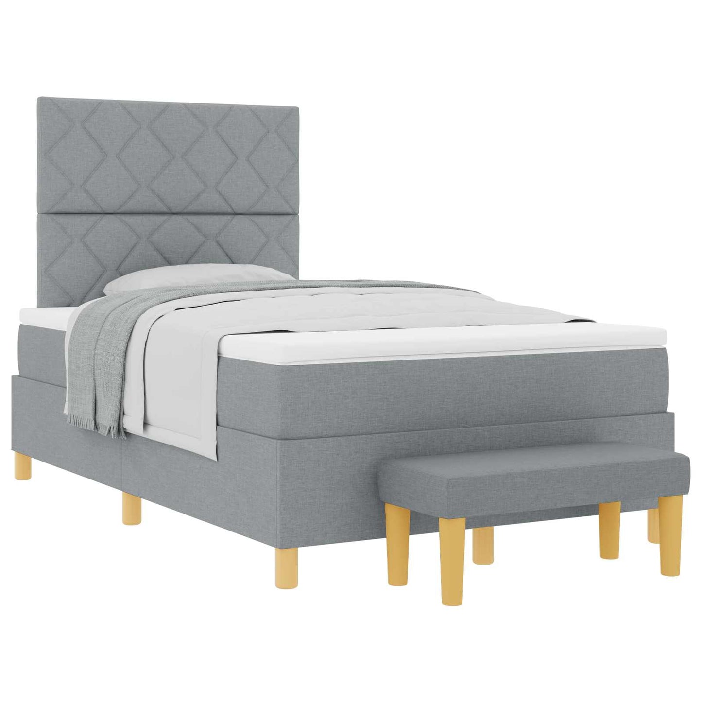 Boxspring bed met matras Lichtgrijs 120 x 190 cm Stof