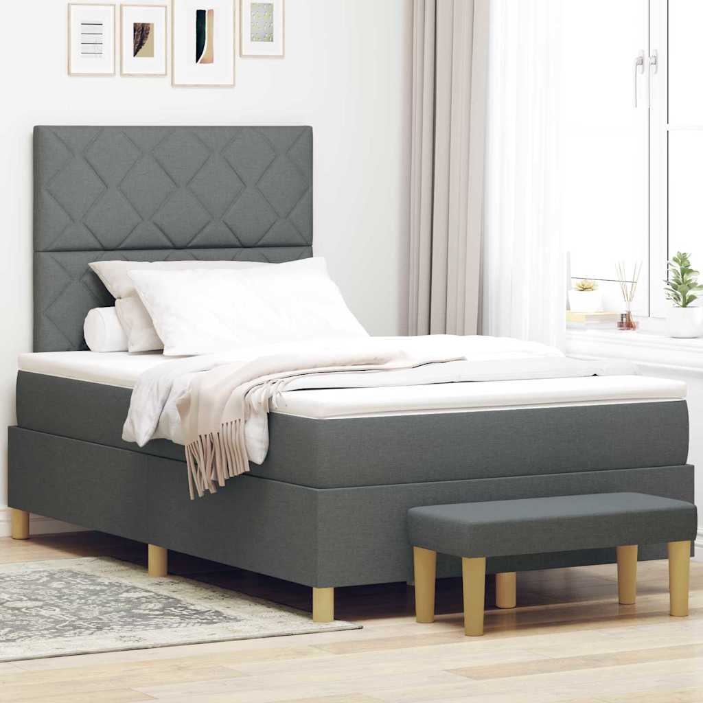 Boxspring bed met matras Donkergrijs 120 x 190 cm Stof