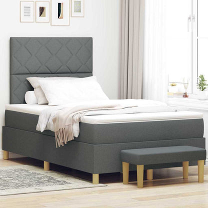Boxspring bed met matras Donkergrijs 120 x 190 cm Stof