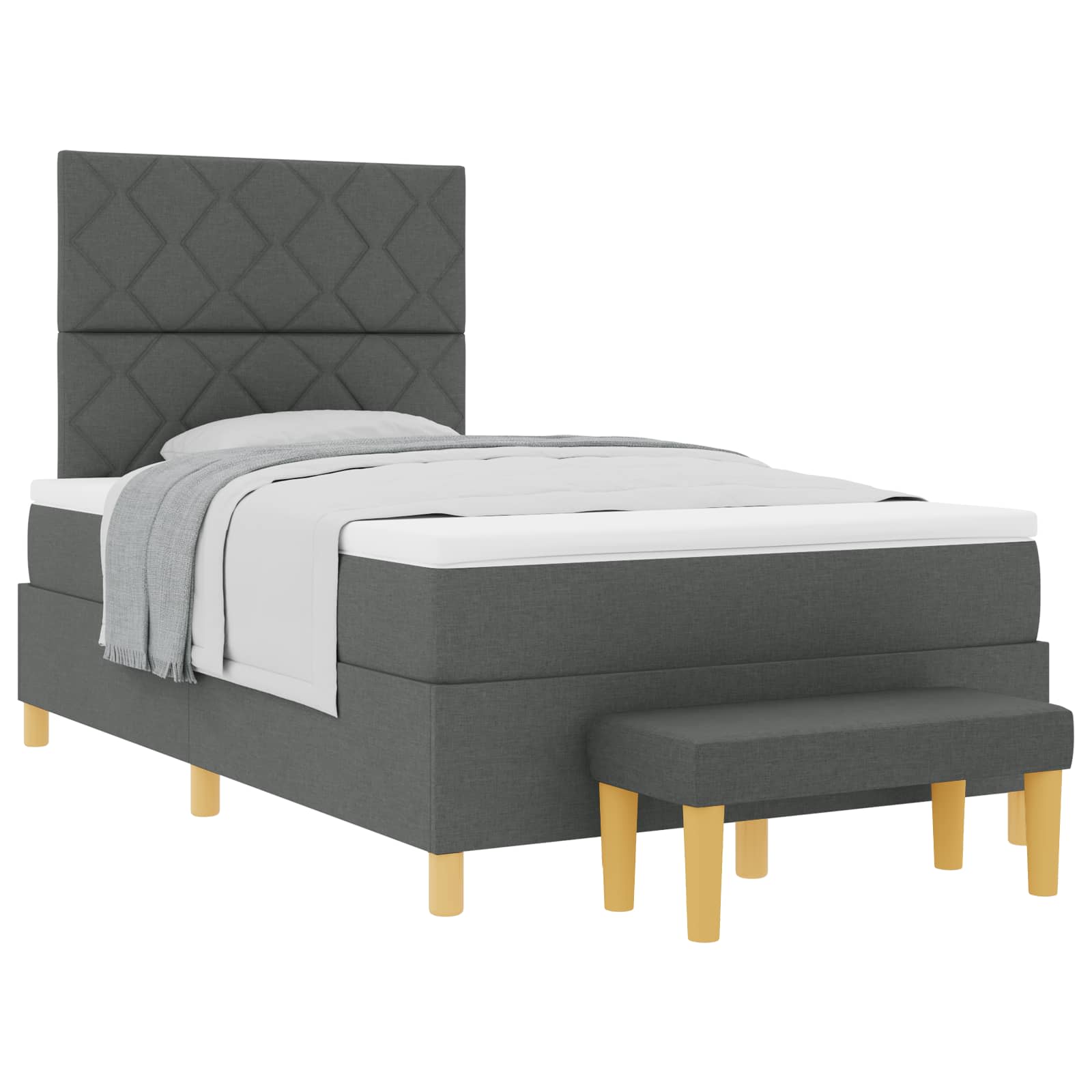 Boxspring bed met matras Donkergrijs 120 x 190 cm Stof