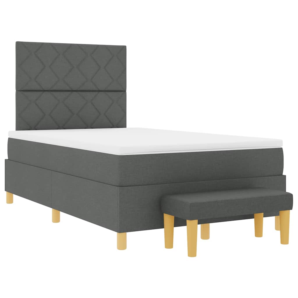 Boxspring bed met matras Donkergrijs 120 x 190 cm Stof