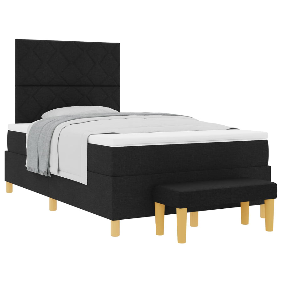 Boxspring bed met matras met hoofdeinde Zwart 120 x 190 cm Stof