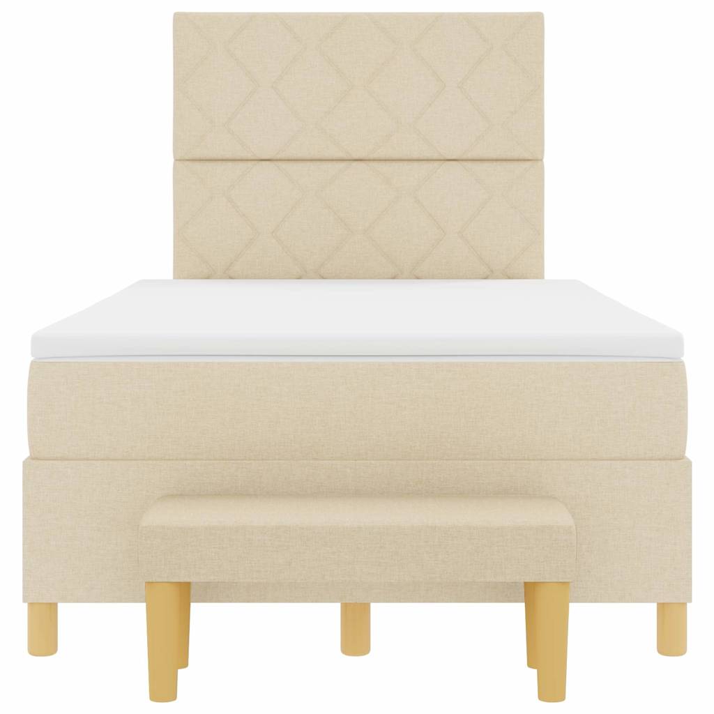 Boxspring bed met matras met hoofdeinde Crème 120 x 190 cm Stof