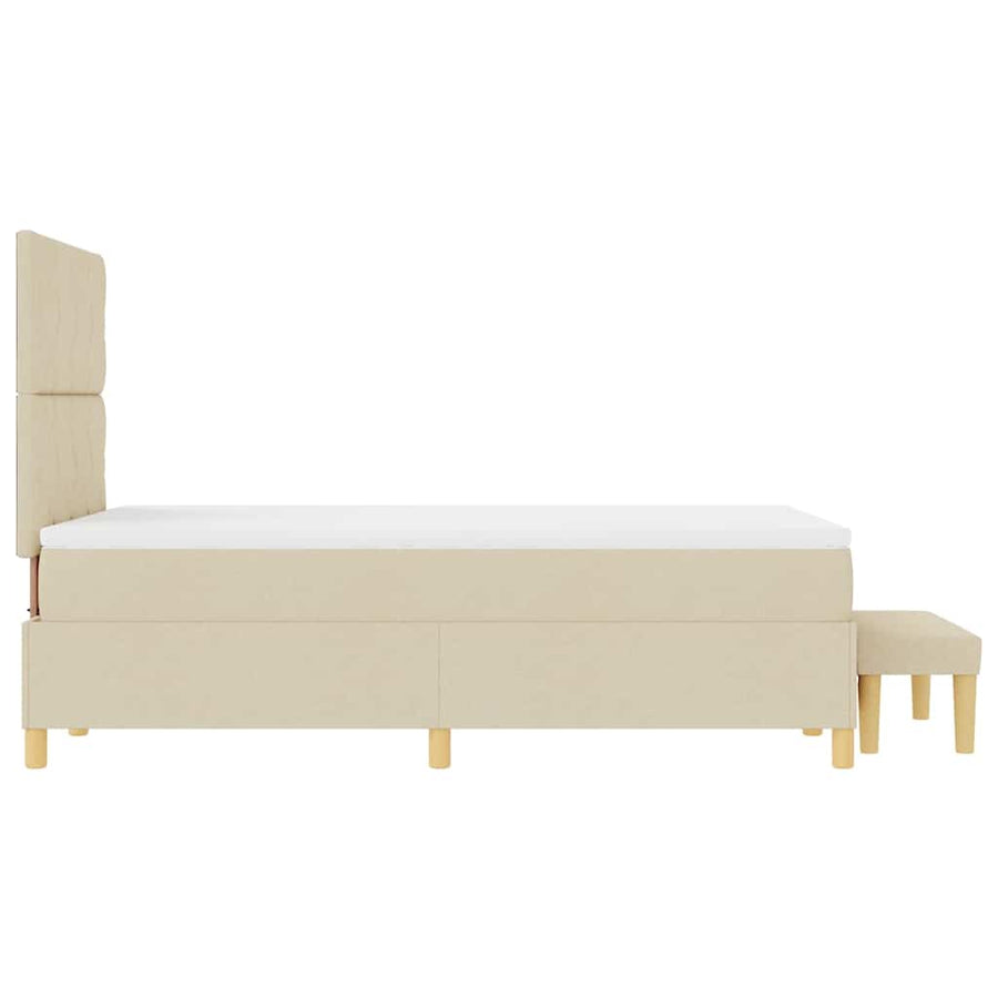Boxspring bed met matras met hoofdeinde Crème 120 x 190 cm Stof